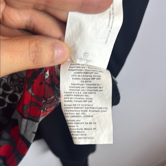 Joseph Ribkoff Elegant Black Gray Red and White Pattern Top Size 12 - Picture 10 of 11